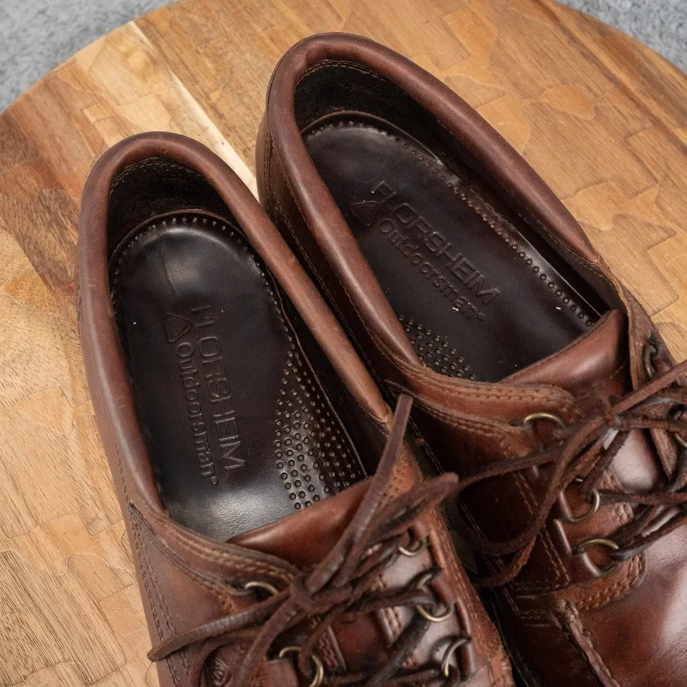 Florsheim Brown Leather Lace-Up Boat Shoes Size 12 D